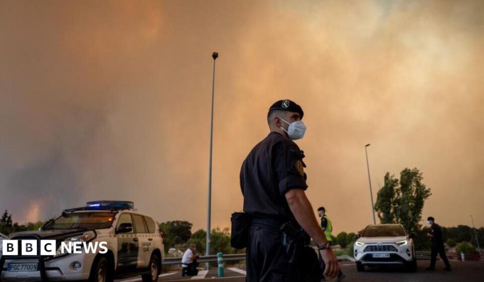 Firefighters battle Madrid blaze, as thousands evacuated in France and Spain