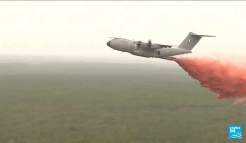 French firefighters battle blazes with military cargo planes