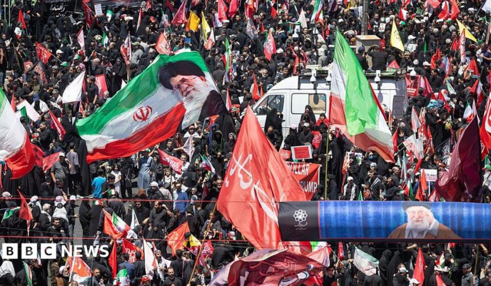 Huge crowds in Mashhad for burial of Iran's late supreme leader