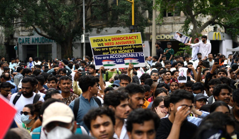 Indian police baton-charge 'Cockroach Party' protesters marching to parliament