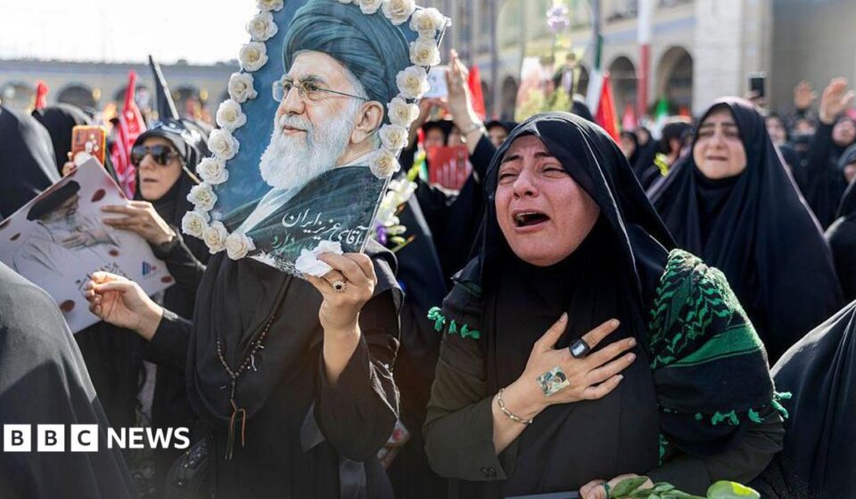 Iran's supreme leader absent as senior officials attend ayatollah's funeral