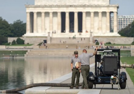 Lincoln Memorial Reflecting Pool drained for repairs after vandalism