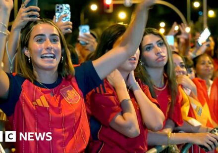 Moment fans in Madrid celebrate World Cup win against Argentina