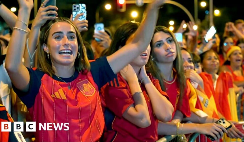 Moment fans in Madrid celebrate World Cup win against Argentina