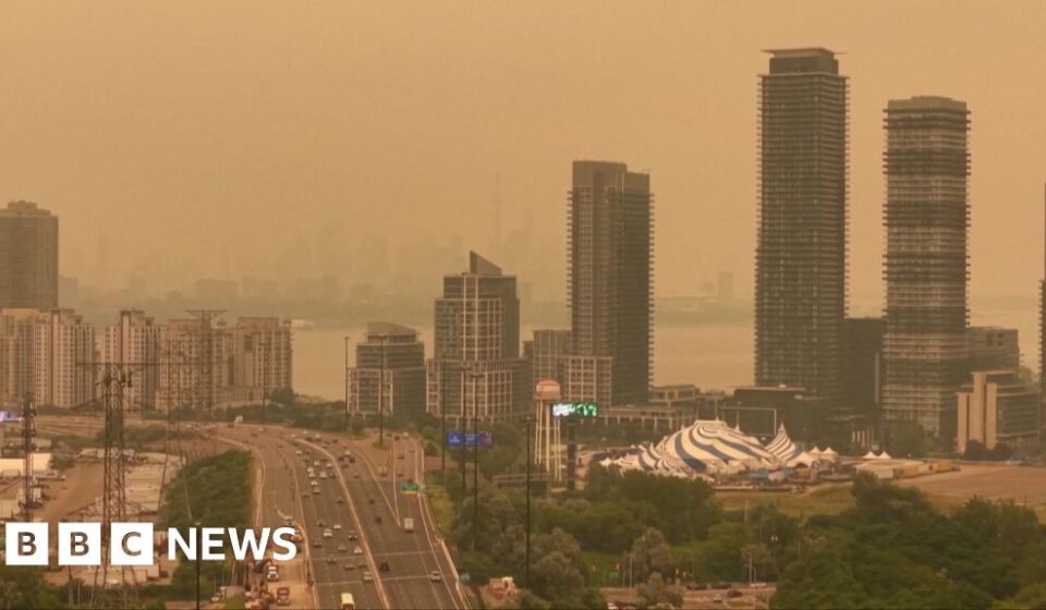 Orange haze from Canada wildfires seen in Ontario and northern US
