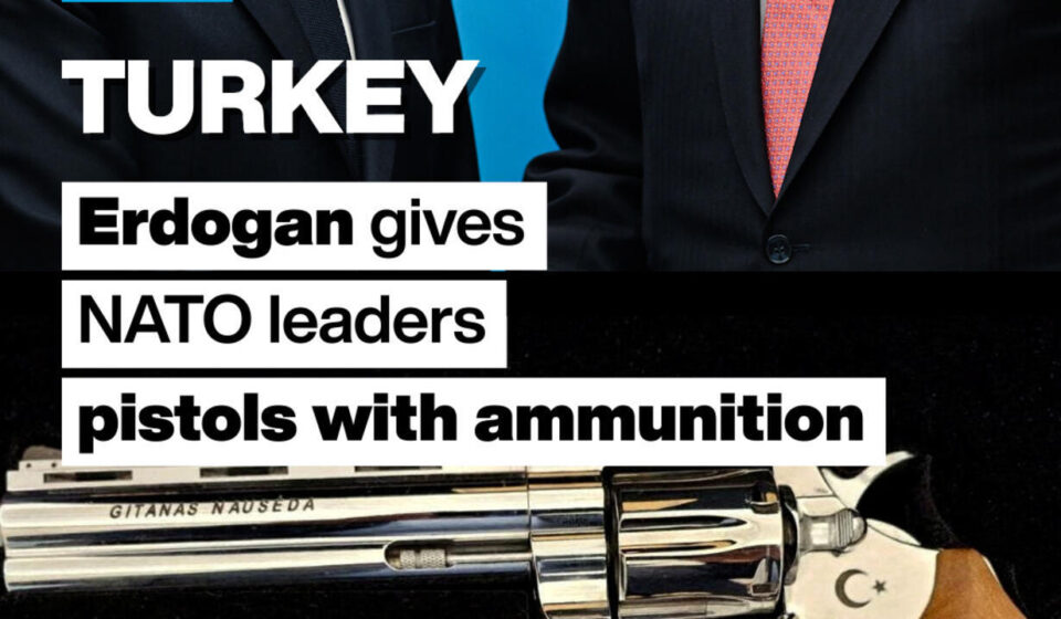 Turkey: Erdogan gives NATO leaders pistols with ammunition after summit