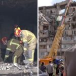 Ukraine: Russian attack leaves gaping hole in Kyiv building
