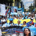 Venezuela: Venezuela Cientos exigen elecciones y el regreso de Machado