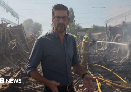 BBC visits smouldering Kyiv market after Russian strikes