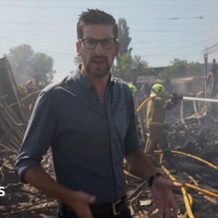BBC visits smouldering Kyiv market after Russian strikes