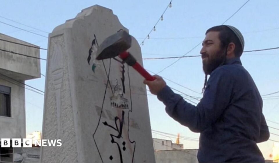 Far-right Israeli lawmaker damages Palestinian memorial with sledgehammer