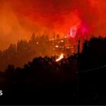 Fast-moving Canada wildfire doubles in size forcing thousands to flee homes