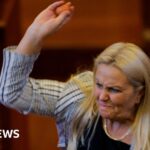 Moment opposition MP throws eggs at prime minister of Kosovo