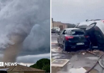 Moment tornado tears through southern France