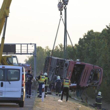 Poland-registered bus veers off Hungary highway, killing 12 people
