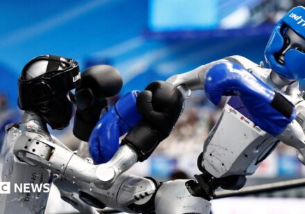 Robots compete in boxing, football and sprinting at World Humanoid Games