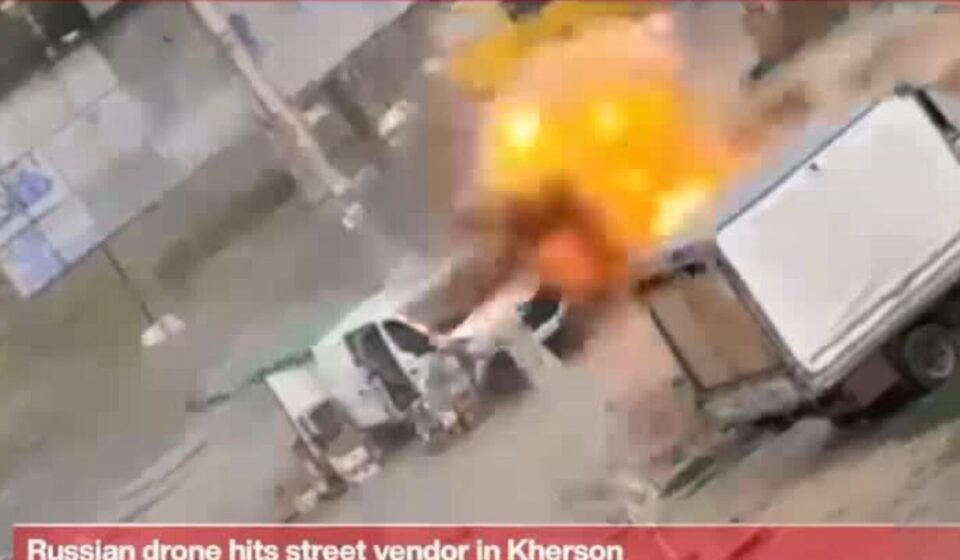 Russian drone hits street vendor in Kherson, Zelensky denounces ‘safari’ attack
