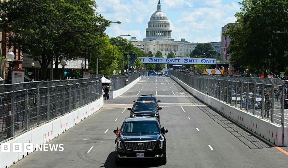 Trump arrives at high-speed IndyCar race through Washington's streets