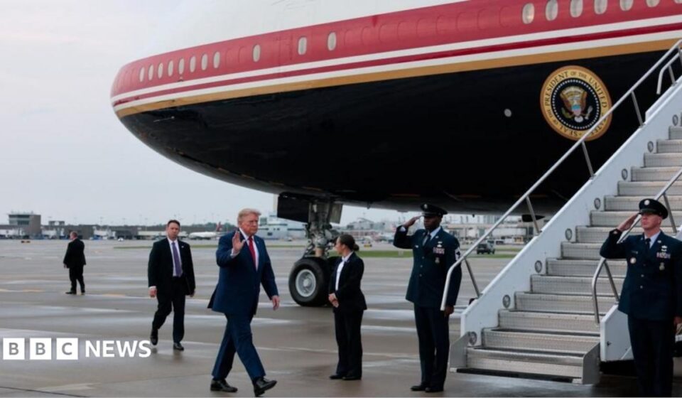 Trump says he switched planes after Nato summit because of possible threat