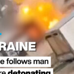 Ukraine: Drone follows man before detonating and injuring him