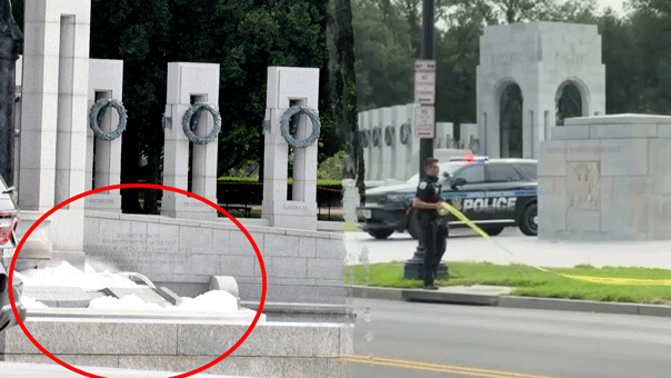 World War II Memorial vandalized with spray paint on National Mall