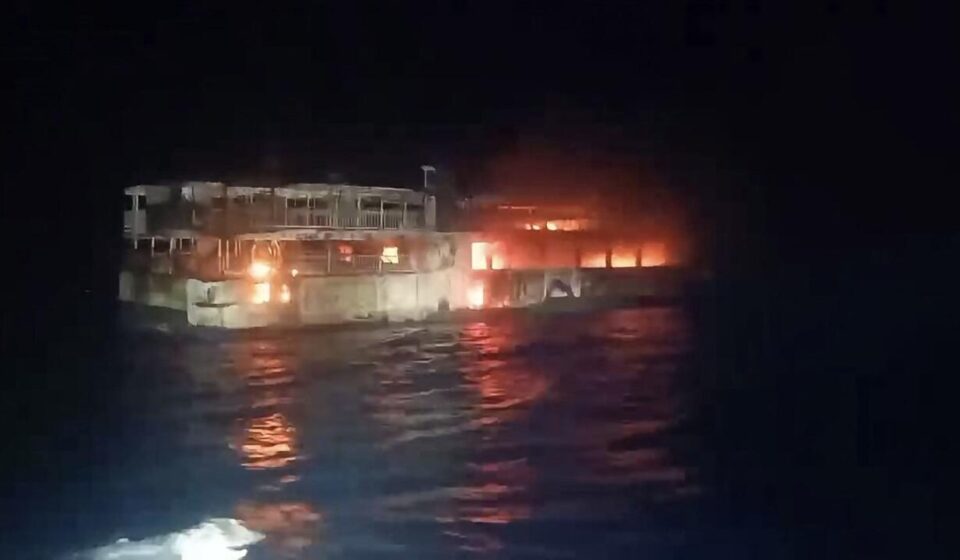 At least five killed, 87 missing after ferry fire in Philippines