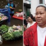 Bangkok locals create floating market during floods in Thailand