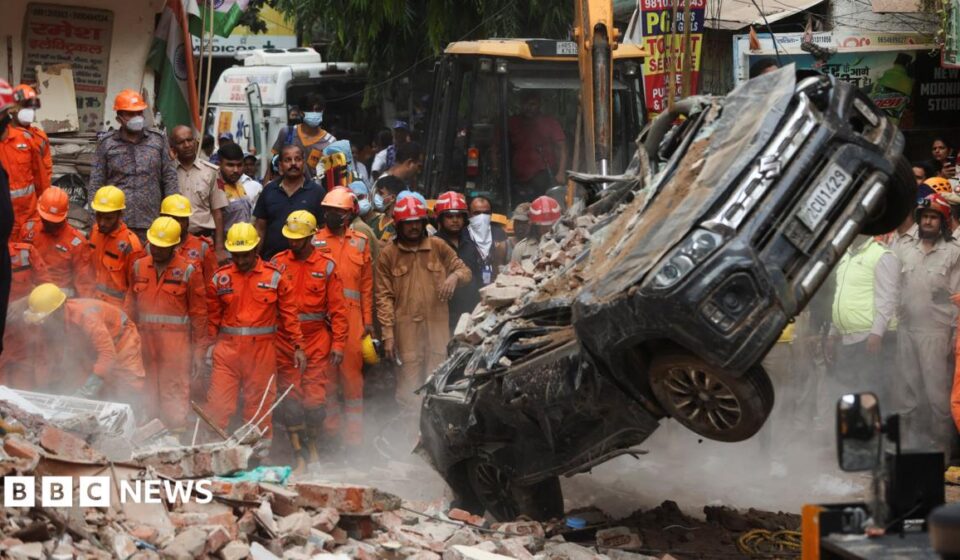 Dozens feared trapped in collapsed building in Delhi