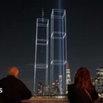 Drone display recreates the Twin Towers over New York City