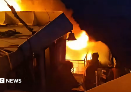 Five dead and 86 missing as fire breaks out on ferry in the Philippines