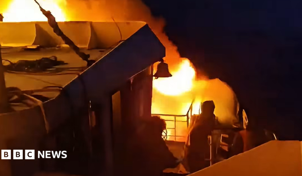 Five dead and 86 missing as fire breaks out on ferry in the Philippines