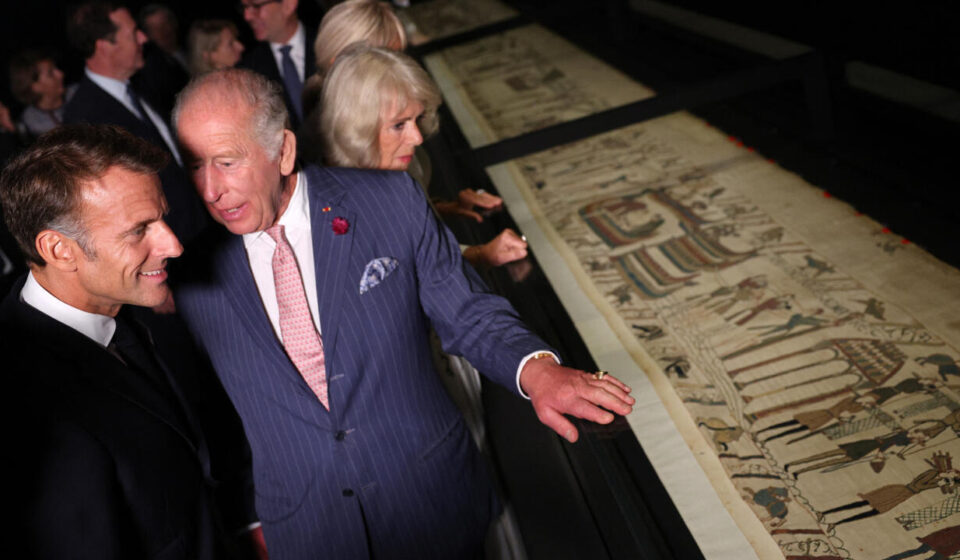 Macron and Charles III visit historic Bayeux tapestry exhibition together