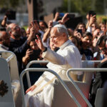 Pope Leo XIV rides through Paris in the popemobile to Notre-Dame