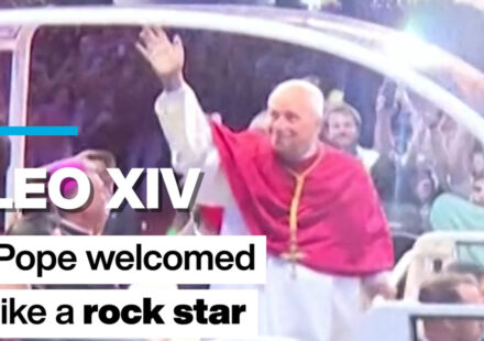 Pope Leo XIV welcomed like a rock star at Stade de France near Paris