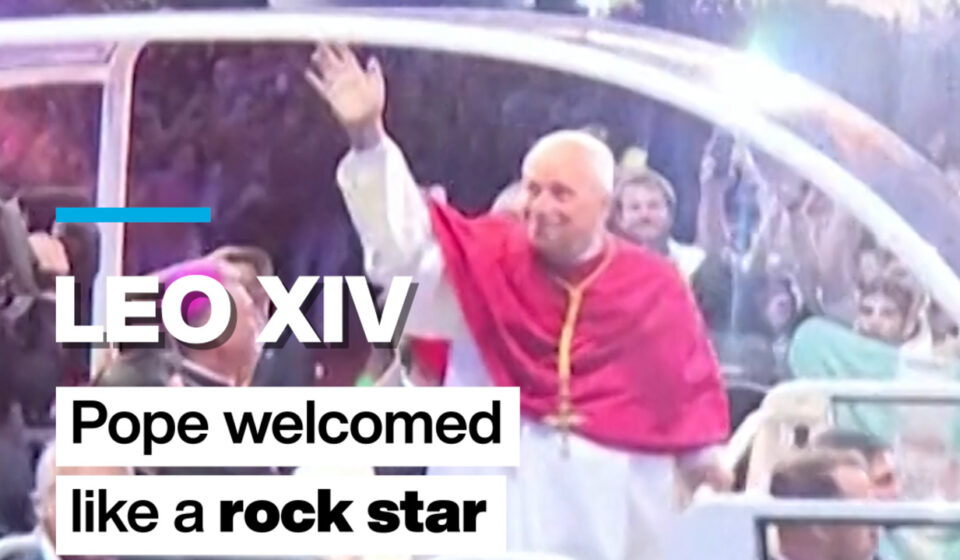 Pope Leo XIV welcomed like a rock star at Stade de France near Paris