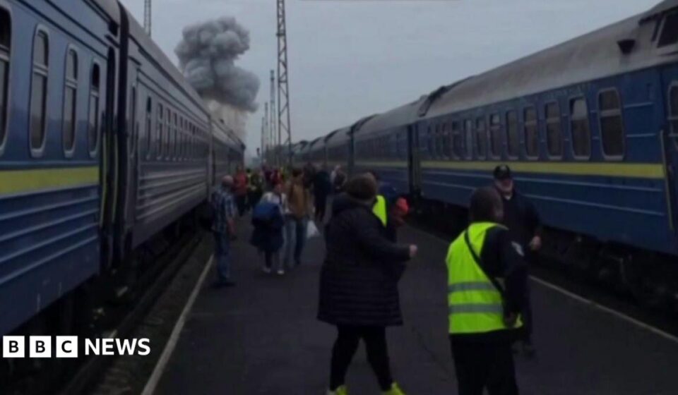 Russia struck train near Poland border shortly after Boris Johnson and top European officials passed through