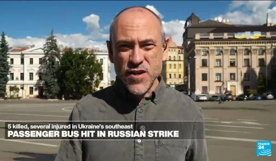 Russian drone strike on a passenger bus in Ukraine kills 5 people and wounds at least 7 others