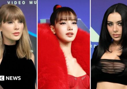 Taylor Swift and Charli XCX among stars to light up VMAs red carpet