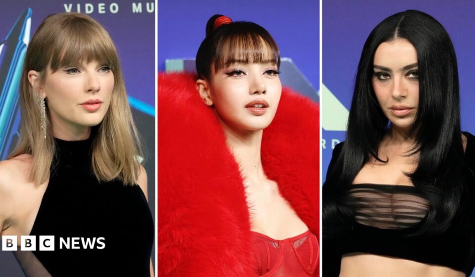 Taylor Swift and Charli XCX among stars to light up VMAs red carpet