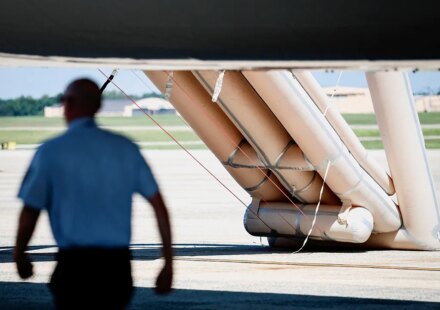 Trump says Air Force One emergency slide was a safety check at JBA