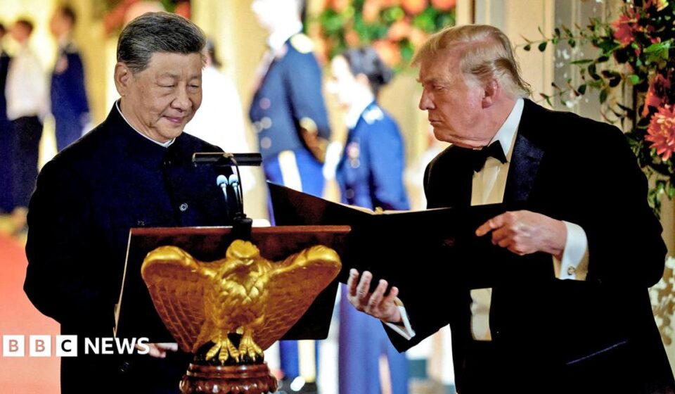US and China must act as responsible powers together, Xi says as Trump toasts friendship at state dinner