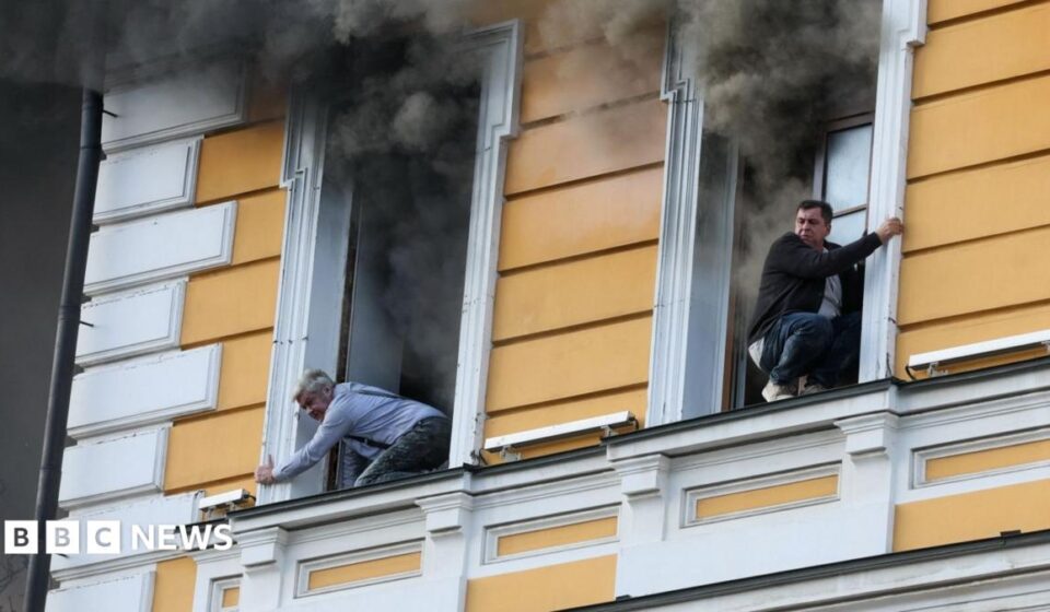 Ukraine: People escape historic Kyiv building hit by Russian drone