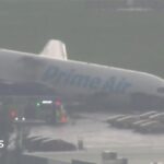 Video shows damaged Amazon cargo plane after crash
