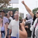 Watch: Concertgoers and pro-Palestinian activists arrive at Ed Sheeran concert