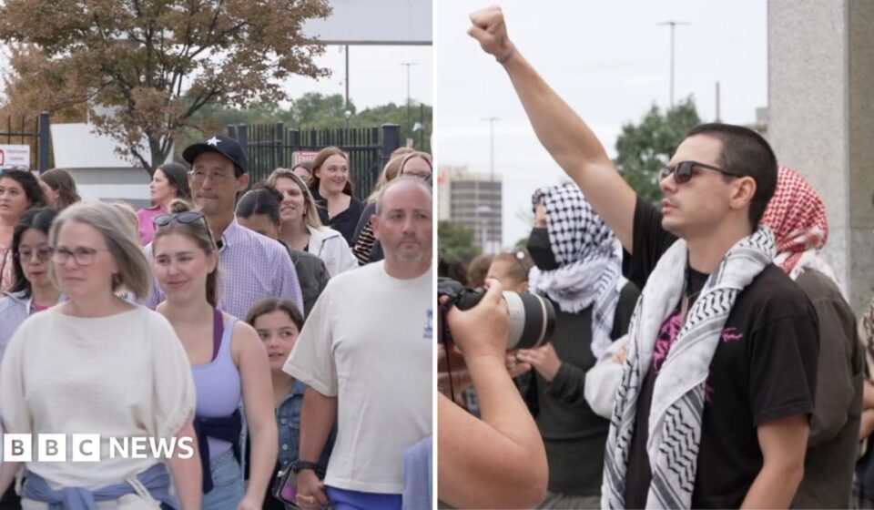 Watch: Concertgoers and pro-Palestinian activists arrive at Ed Sheeran concert