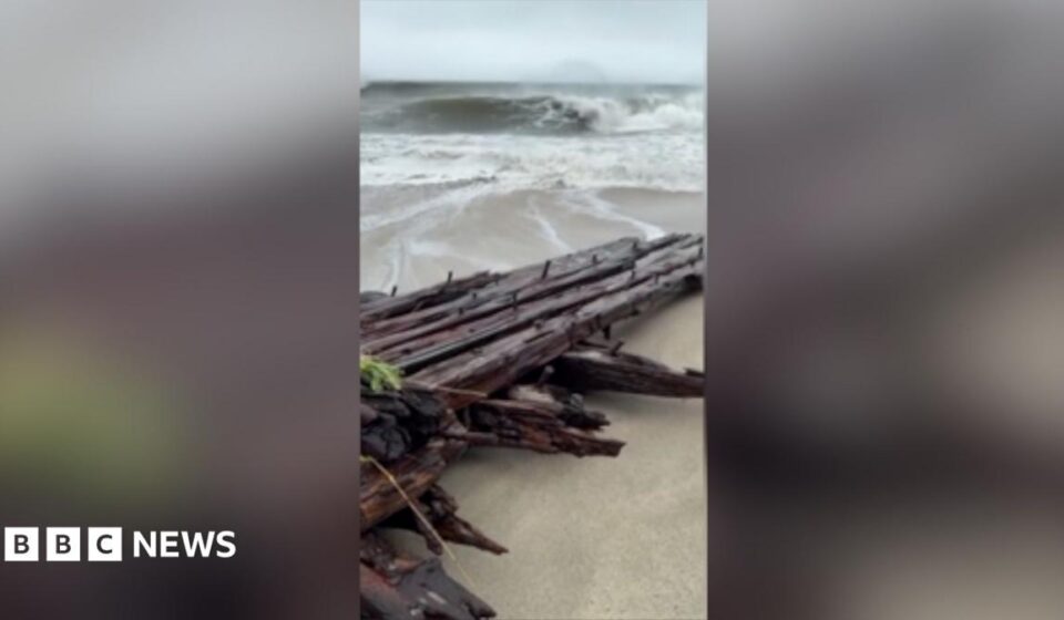 Watch: Shipwreck found on Nantucket island during nor'easter storm