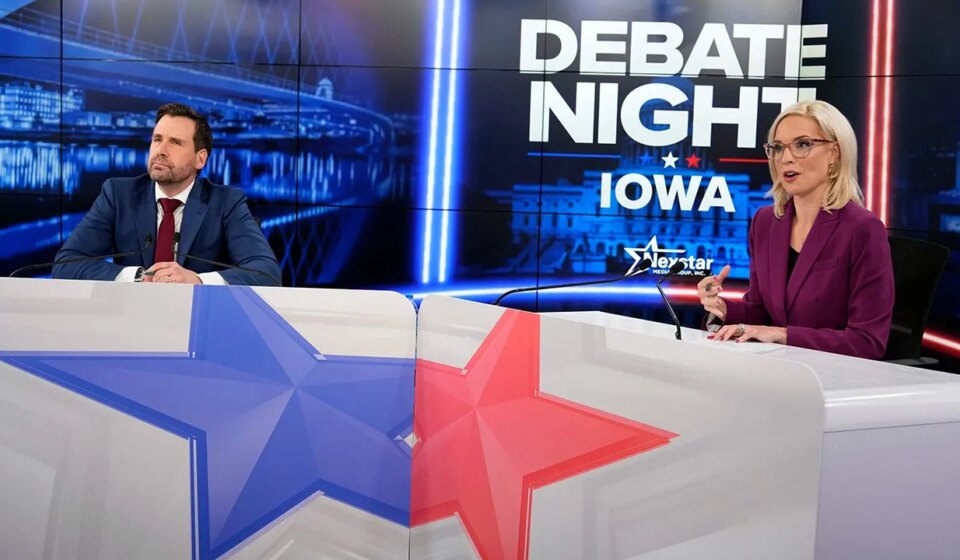 Ashley Hinson calls out Josh Turek's 42% attendance in Iowa debate