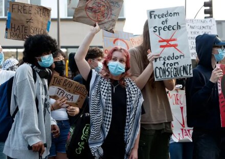 College president warns after 45% of students back violence to stop hate speech