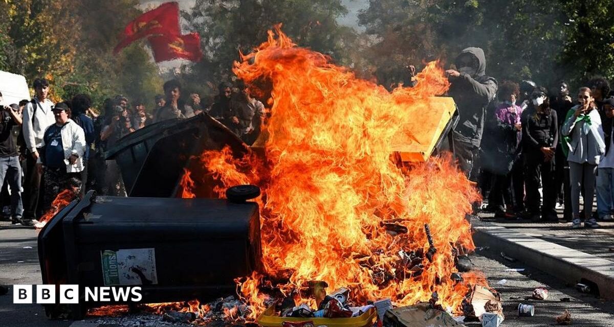 Fires break out at French schools as students protest nationwide