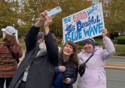No Kings protesters openly call to vote blue despite nonpartisan rules